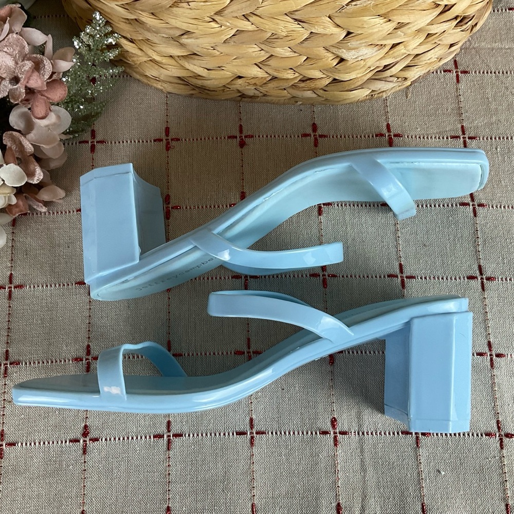 Jeffrey Campbell Womens Baby Blue Shiny “Jamm-3” Jelly Slide Sandal Heels Size 7 - Picture 5 of 6